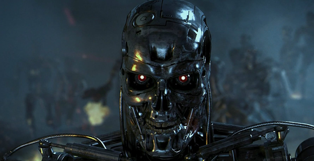 The T-800 Terminator, a classic imagination of a strong AI that can learn through verbal interactions and solve problems on the fly.